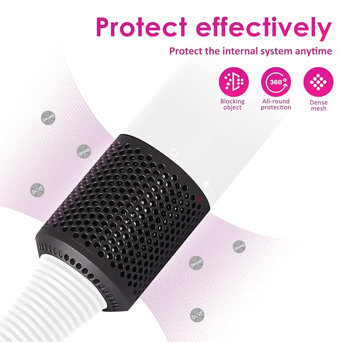 Upgraded Hair Dryer Filter Mesh Replacement for Dyson Supersonic HD01 HD03 HD08 Hair Dryer Attachment, Hair Dryer Outer Filter Cage with Filter Cleaning Brush (Black)
