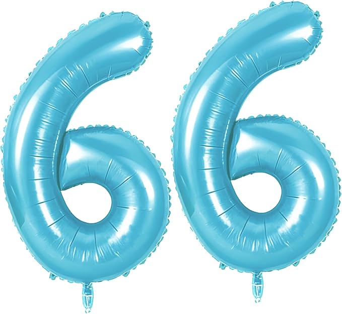 Number 66 Balloons for 66th Birthday Party Decorations, 0-100 Large No.66 by Joycard
