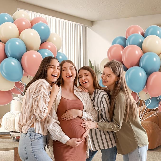 60pcs Gender Reveal Balloons, Dusty Pink Dusty Blue Sand White Balloons - Image 7