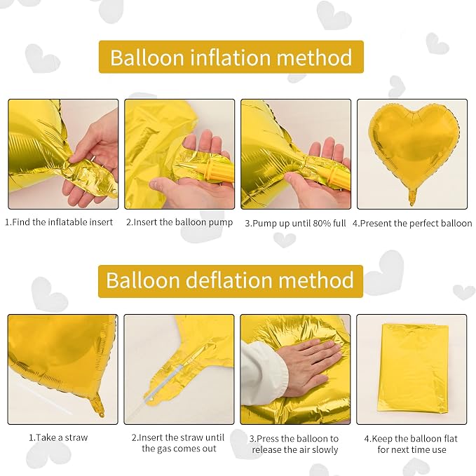 Gold Heart Foil Balloons - Image 3