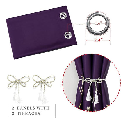 Purple Blackout Curtains & Drapes 102 Inch Length 2 Panels Set - Image 4