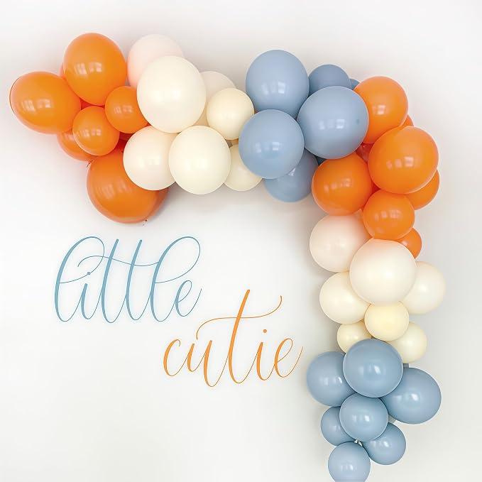 Burnt Orange and Blue Fall Balloons, 12 Inch 35PCS Dusty Blue Orange Taupe - Image 5