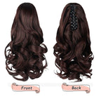 Ponytail Extension, Clip on Ponytails for Women, 12" Claw Clip in Short Curly Wavy Pony Hair Extension for Women - Brunette