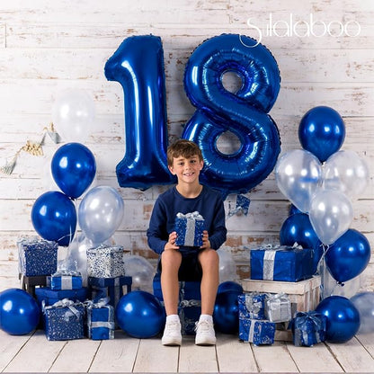 40 Inch Navy Blue Big Number 18 Balloon 0-9 Large Helium | Royal Blue Balloons - Image 4