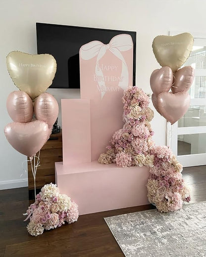 Pink White Heart Balloons, 18Inch Sand White Helium Balloon - Image 3