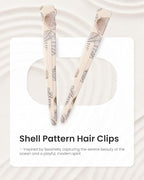AIMIKE 4.8" Shell Pattern Clips for Styling – Built-In Silicone Band Duckbill Hair Clips, No-Crease Non-Slip Sectioning Clips for Thick, Curly Hair, Ideal for Makeup, Hairstyling & Rollers, 4-Pack