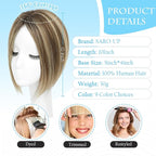 SARO-UP Human Hair Toppers for Women Real Human Hair pieces for Women with Thinning Hair pieces 7 * 10cm Hand-Tied Swiss Base Topper No Bangs 30g Hairpieces 10Inch (4T427#