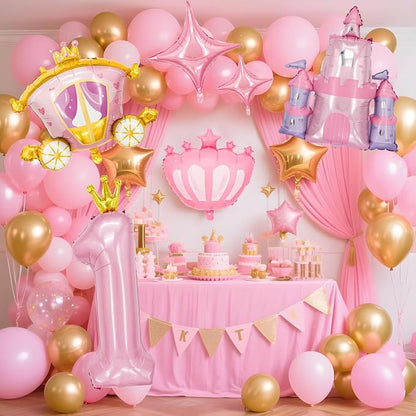 Minyu 6-Piece Princess Theme Party Decoration Set: Princess Carriage + Pink - Image 6