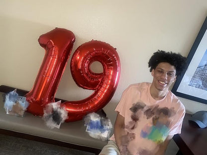 9 Balloon Numbers Party Decorations, 40In Red Balloons - Image 4