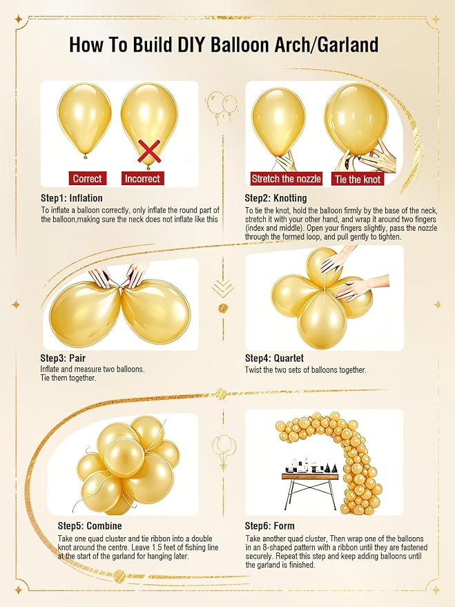 Gold and White Balloons 12 Inch 60 Pcs Metallic Gold Pearl White Latex Confetti - Image 5