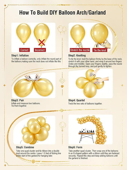 Gold and White Balloons 12 Inch 60 Pcs Metallic Gold Pearl White Latex Confetti - Image 5