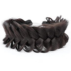 DIGUAN Wide Messy Braided Headband With Teeth Synthetic Hair Plaited Headband High Elasticity Braids Chunky Fishtail Braided Hair Band Hairpiece for Girls Women (Dark Chocolate)