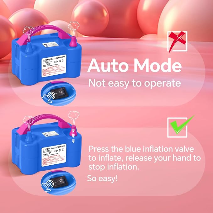 Electric Balloon Pump, 110V 600W Portable Dual Nozzles Balloon Pump, Air Pump - Image 4