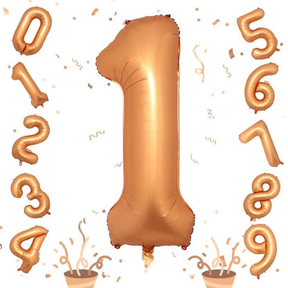 Orange Number 1 Balloon, Large Self Inflating Foil Number Balloons 1 Decor by Isndare