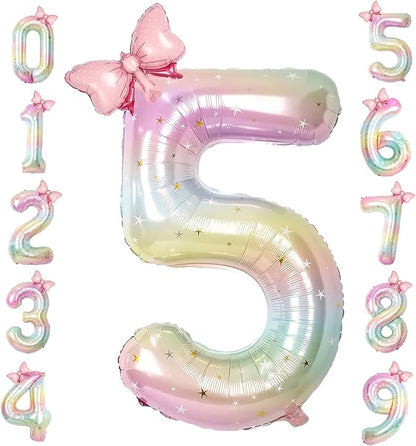 40 Inch Paste Rainbow Number 5 Balloon by TNCDJKPA
