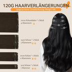 DOORES Human Hair Extensions Clip in Dark Brown 24 Inch 120g 7pcs Straight Clip in Remy Hair Extensions Natural Hair Extensions