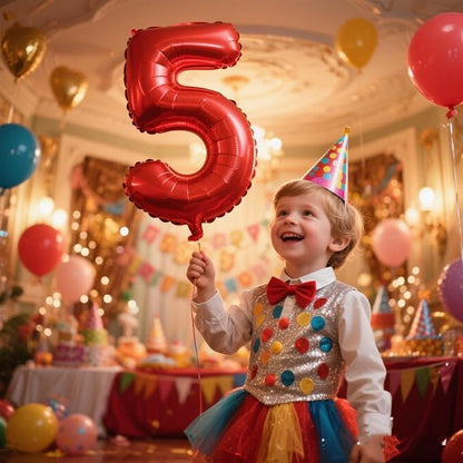 Number Balloons 5 Balloon Red for 5th Birthday Party Decorations, 40 inch | - Image 2