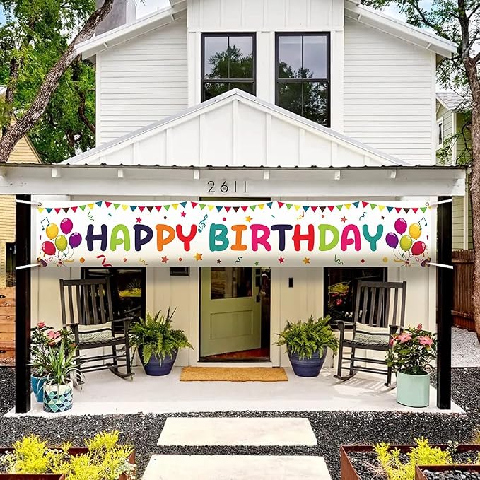 Large Colorful Happy Birthday Yard Banner Sign 118x19.7 inch - Image 2