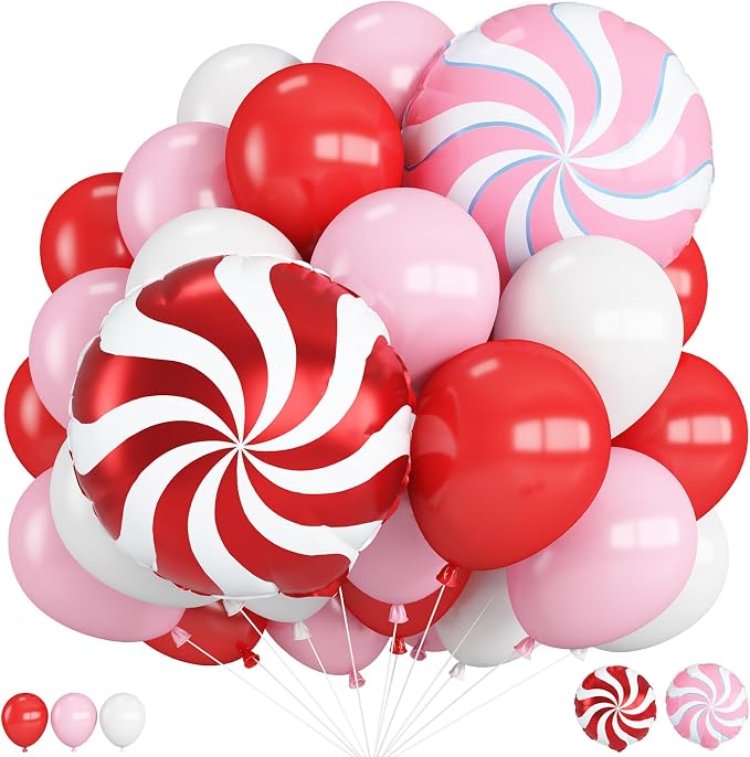 Red and Pink Christmas Balloons Kit, 12Inch Light Pink and White Red Balloons by Paeyeq