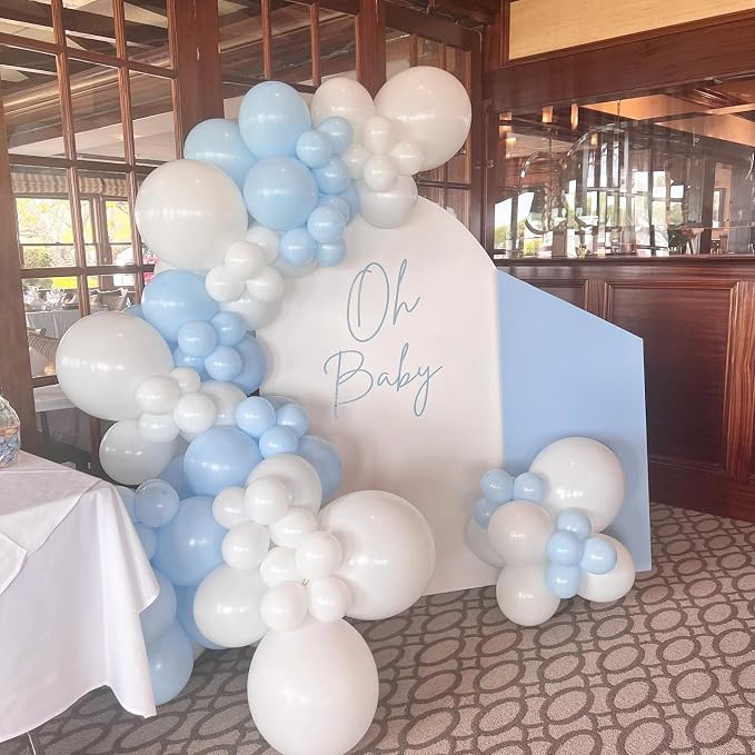 Blue and White Balloon Arch Kit, ADOINBY 140Pcs Pastel Light Blue and White - Image 7