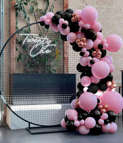 Pink and Black Balloons, 12 Inch Hot Pink Black Balloons Set - Image 8