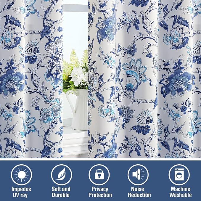H.VERSAILTEX Blackout Curtains 84 Inch Length 2 Panels Set Floral Print Curtain - Image 7