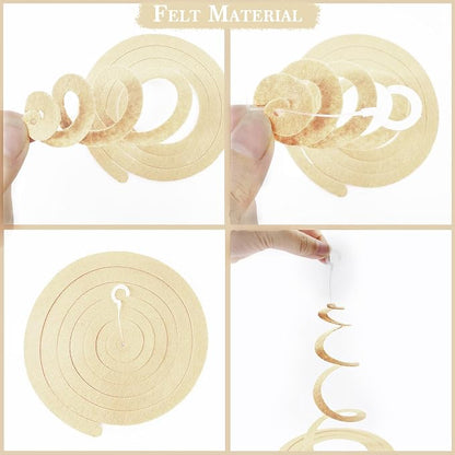 36 Pcs Boho Hanging Swirl Decorations Aqua Green Orange Pink Beige Felt Swirl - Image 4