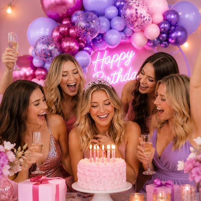 174Pcs Pink and Purple Balloons Garland Arch Kit -18 12 10 5 Inch Different - Image 4