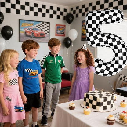 40 Inch Checkered 5 Balloons, Boys Girls Racing Car Track Theme Supplies - Image 6