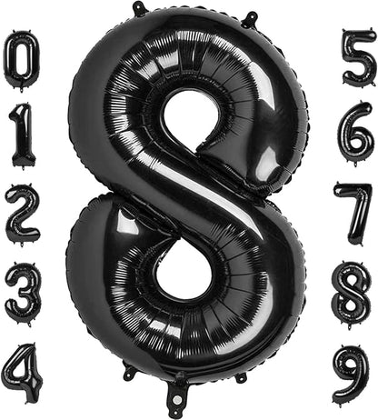 Number Balloons 40 Inch Black Number 8 by Mluchee