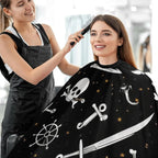 Women's Fashion Hair Cutting Cape with Adjustable Closure Barber Cape Nautical Anchor Pirate Skulls