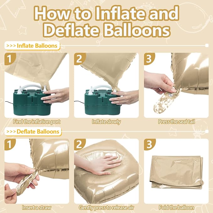NISOCY 25PCS Beige Sand White Square Foil Balloons Wall Backdrop | Double Sided - Image 3