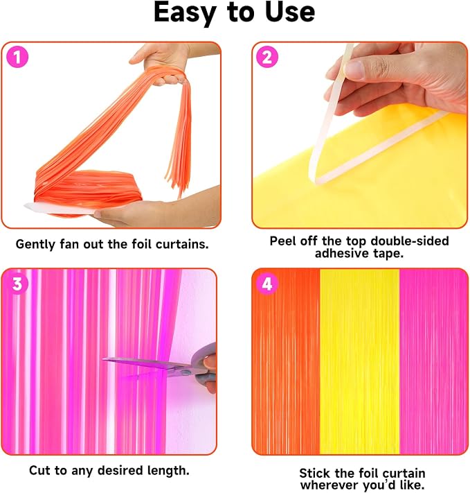 jijAcraft Orange Yellow Rose Tinsel Foil Fringe Curtain, 3 Pack 3.2x6.5 Feet - Image 3