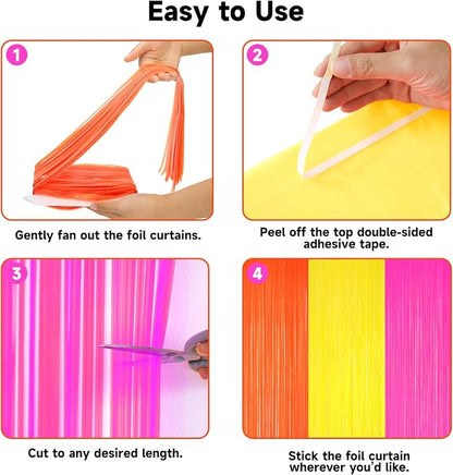 jijAcraft Orange Yellow Rose Tinsel Foil Fringe Curtain, 3 Pack 3.2x6.5 Feet - Image 3
