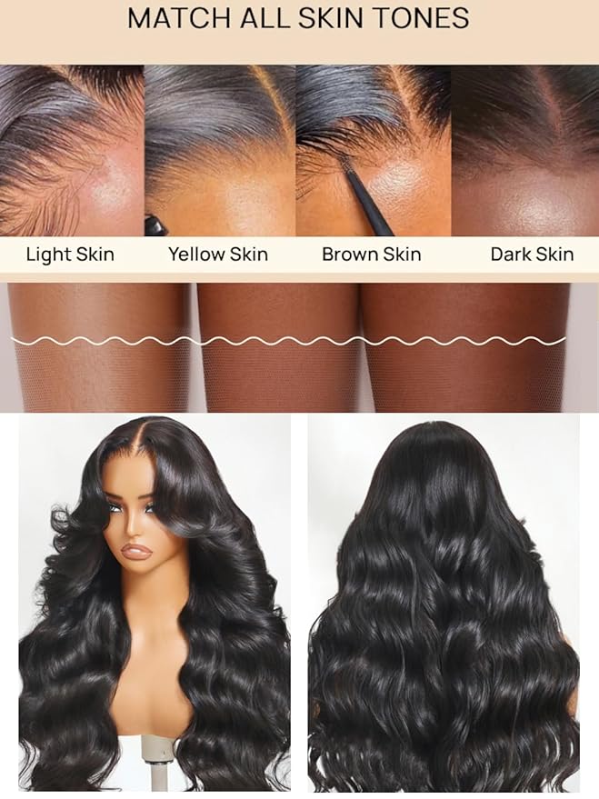 Julia Hair 13x4 Pre-Everything™ Loose Body Wave Human Hair Wig HD Lace Frontal Glueless Wig with Drawstring Face Framing Curtain Bangs Frontal 3D Body Wave Wig for Black Women Put On and Go 18 Inch