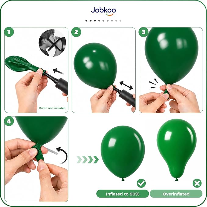 Jobkoo Green Balloons, 12 Inch Dark Emerald Hunter Forest Green Balloon | Matte - Image 5