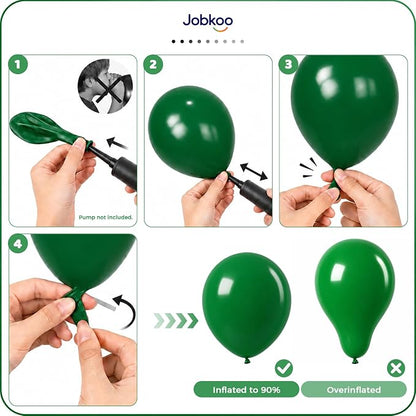 Jobkoo Green Balloons, 12 Inch Dark Emerald Hunter Forest Green Balloon | Matte - Image 5