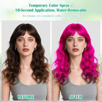 Christmas Temporary Hair Color Spray for Kids Women,One-Time Use Pink Hair Spray, Washable Temporary Hair Dye, Natural Hair Color Wax, Non-sticky Hair Spray for Cosplay, Party, Halloween(Pink,4.06Oz)