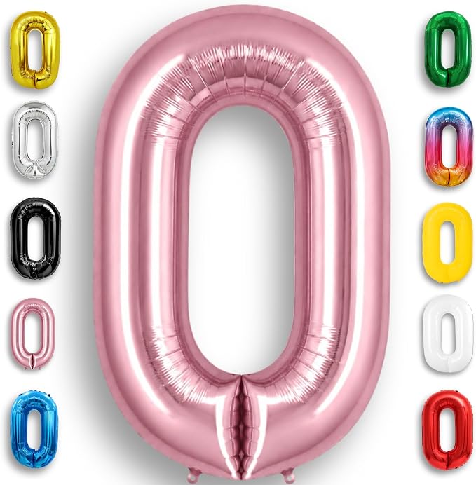 Pink Pearl Number Balloon 0 Mylar Foil Macaron Balloons 16 inch by Unknown
