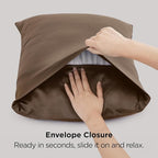Bedsure Satin Pillowcase 2 Pack Similar to Silk Pillow Cases Standard Size, Pillow Case for Sleeping Women with Envelope Closure, Gifts for Women Men, Brown, 20x26 Inches, 2pcs