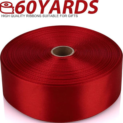 1-1/2 Inch 60 Yards Wine red Solid Satin Ribbon - Image 2