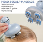 cotsoco Electric Scalp Head Massager, Scalp Hair Massage Waterproof Head Massager with 4 Heads 84 Nodes for Hair Growth and Stress Release Massage Purple
