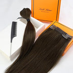Full Shine Human Hair Clip in Extensions 18 Inch Color 2 Darkest Brown Natural Straight Hair Extensions Lace Clip in Human Hair Extensions Long Straight Hair Longevity 3 PCS 60 Grams