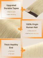 DOORES Tape in Human Hair Extensions, Light Brown to Golden Platinum Blonde 18 Inch 100g 40pcs, Hair Extensions Real Human Hair Tape in Natural Remy Straight Hair