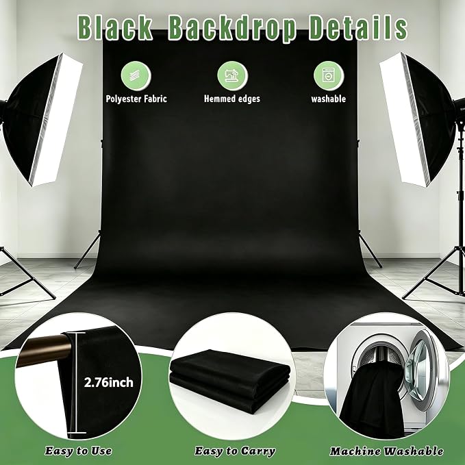 Black Photography Backdrop for Photoshoot, Fabric 6x9ft | Versatile Studio - Image 6