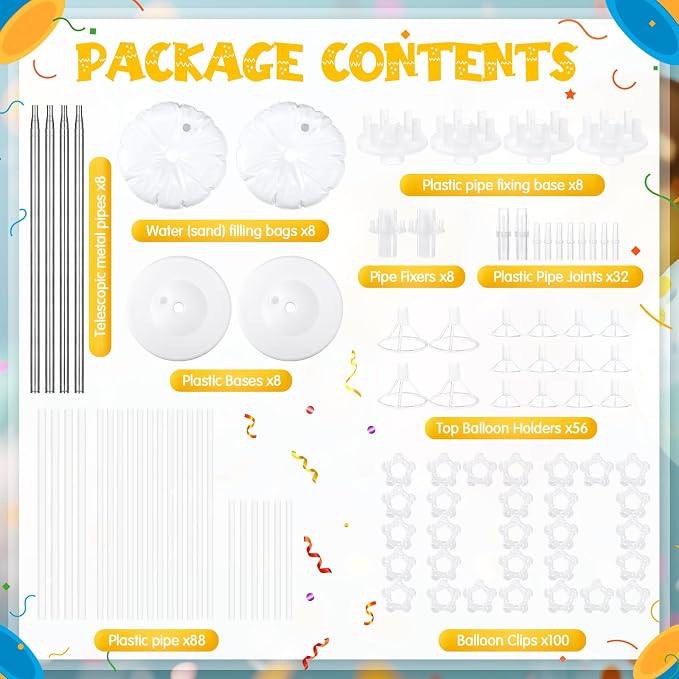 Kasyat 8 Sets 9.1ft Balloon Column Stand Kit - Image 3