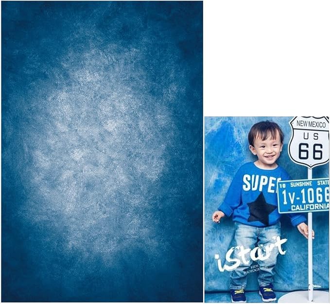 6x9ft Dark Blue Gradient Portrait Photo Backdrops Bright Center Abstract by HMTFOTO