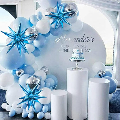 60 PCS Blue Star Balloons, 12 Point Cone Explosion Star Foil Balloons - Image 7