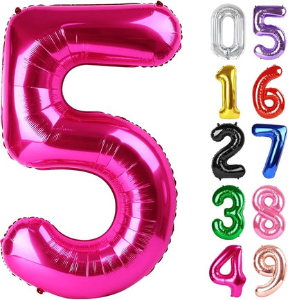 Hot Pink Number 5 Balloon 40 Inch, 5th Birthday Decorations Men Women | Foil by IWERP