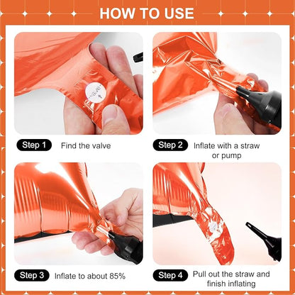 Black and Orange Square Foil Balloons 25 Pcs Metallic Black and Orange Balloons - Image 2